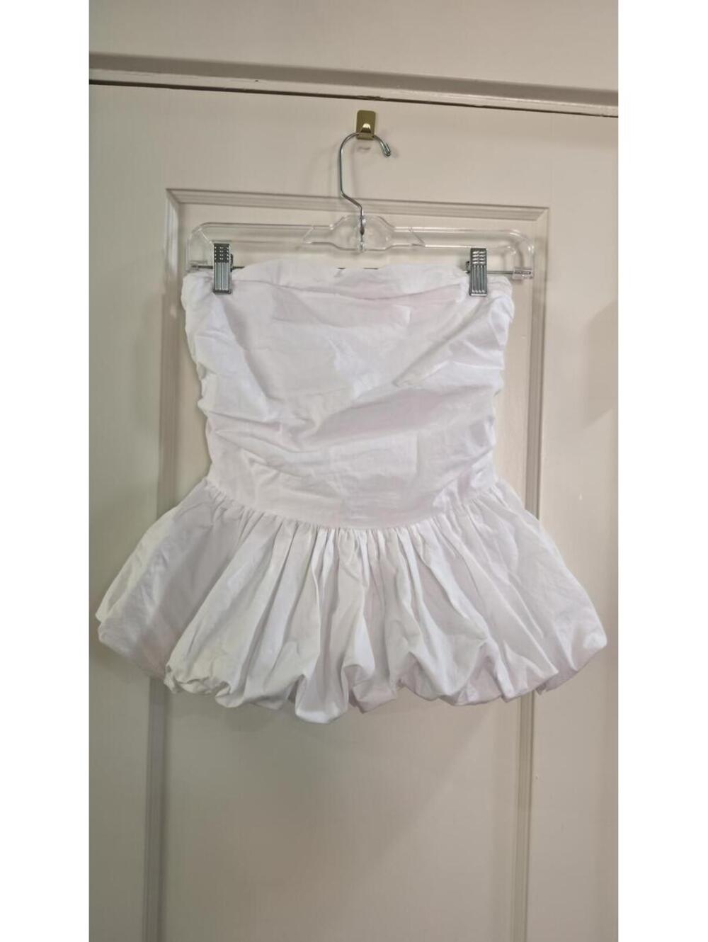 NA-KD White Strapless Bubble Hem Top Size 32